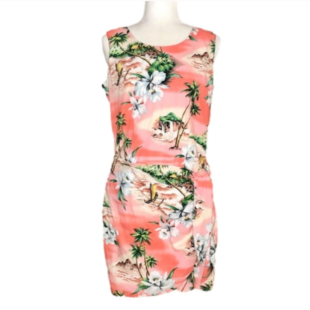 Ky's coral Hawaiian sarong dress